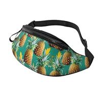 Marsupio per uomini e donne, alla moda, con cintura regolabile, per viaggi, sport, corsa, stampa con due gechi, Ananas tropicale hawaiano, Taglia unica
