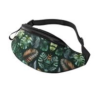 Marsupio per uomini e donne, alla moda, con cintura regolabile, per viaggi, sport, corsa, stampa con palme tropicali, hawaii, spiaggia, Foglie tropicali, Taglia unica