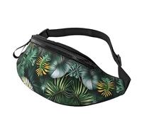 Marsupio per uomini e donne, alla moda, con cintura regolabile, per viaggi, sport, corsa, stampa con palme tropicali, hawaii, spiaggia, Foglie di palma tropicali, Taglia unica