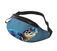 Marsupio per uomini e donne, alla moda, con cintura regolabile, per viaggi, sport, corsa, stampa notturna di Las Vegas, Blue Sea Turtle Pinta, Taglia unica