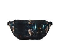 Marsupio per uomini e donne con tracolla regolabile, grande marsupio da escursionismo, per corsa, ciclismo, motivo gufi, Nero , Taglia unica