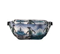 Marsupio per uomini e donne con tracolla regolabile, grande marsupio da escursionismo, per corsa, ciclismo, motivo pinguini, Nero , Taglia unica