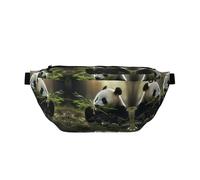 Marsupio per uomini e donne con tracolla regolabile, grande marsupio da escursionismo, per corsa, ciclismo, motivo panda, Nero , Taglia unica