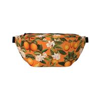 Marsupio per uomini e donne con tracolla regolabile, grande marsupio da trekking per corsa, ciclismo, motivo estivo senza cuciture arancione, Nero , Taglia unica