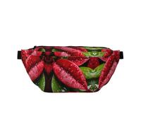 Marsupio per uomini e donne con tracolla regolabile, grande marsupio per escursionismo, corsa, ciclismo, foglie dopo la pioggia, Nero , Taglia unica