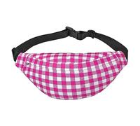 Marsupio per uomo donna modello pizza stampato borsa a tracolla borsa a tracolla grande borsa a tracolla per sport corsa viaggi, Plaid rosa., Taglia unica