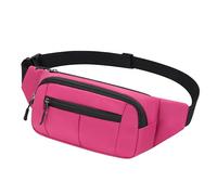 Marsupio per Uomo Donna Sportivo Unisex con Cintura Regolabile Estesa 30 cm e 4 Tasche con Cerniera Marsupi Impermeabile per Outdoor Passeggiate Escursionismo Trekking Ciclismo Viaggio (Rosso rosa#1)