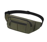 Marsupio per Uomo Donna Sportivo Unisex con Cintura Regolabile Estesa 30 cm e 4 Tasche con Cerniera Marsupi Impermeabile per Outdoor Passeggiate Escursionismo Trekking Ciclismo Viaggio (Oliva#1)