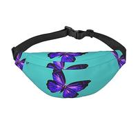 Marsupio per uomo donna viola lavanda campo stampato Crossbody Marsupio grande borsa a tracolla per sport corsa viaggi, farfalla viola, Taglia unica