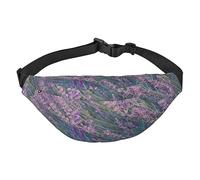 Marsupio per uomo donna viola lavanda campo stampato Crossbody Marsupio grande borsa a tracolla per sport corsa viaggi, Campo viola lavanda, Taglia unica