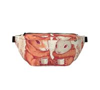 Marsupio per uomo e donna, con coniglio che mangia torta, con cinghia regolabile, alla moda, marsupio da viaggio, Coniglio Bevande, Taglia unica