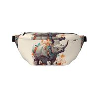 Marsupio per uomo e donna, con coniglio che mangia torta, con cinghia regolabile, alla moda, marsupio da viaggio, Animali disegnati a mano, Taglia unica