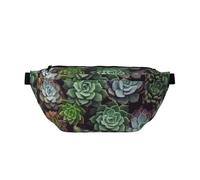 Marsupio per uomo e donna, con girasole su sfondo nero, con cinghia regolabile, alla moda, da viaggio, Piante grasse., Taglia unica