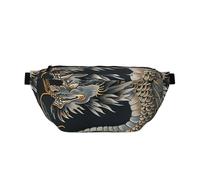 Marsupio per uomo e donna, con mappa del mondo, con cinghia regolabile, alla moda, da viaggio, Drago Orientale Nero, Taglia unica