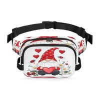 Marsupio per uomo e donna, con scritta "Happy Valentine's Day", gnomo Love Hearts, regolabile e impermeabile, per viaggi, sport, escursionismo, corsa, gnomo, Taglia unica