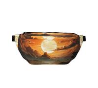 Marsupio per uomo e donna, con scritta "My Love for You is Forever", con cinghia regolabile, alla moda, da viaggio, Paesaggio Arancione, Taglia unica