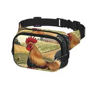 Marsupio per uomo e donna, marsupio per escursionismo, corsa, ciclismo, palestra, sport all'aria aperta, viaggi, gallo e galline in fattoria, Multicolore, Taglia unica, Cintura per soldi