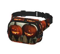 Marsupio per uomo e donna, marsupio per escursionismo, corsa, ciclismo, palestra, sport all'aria aperta, viaggi, con zucche sedute su una recinzione in legno, Multicolore, Taglia unica, Cintura per