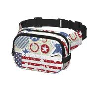 Marsupio per uomo e donna, marsupio per escursionismo, corsa, ciclismo, palestra, sport all'aria aperta, viaggi, borsa da cintura, bandiera americana retrò per il giorno dell'indipendenza