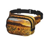 Marsupio per uomo e donna, marsupio per escursionismo, corsa, ciclismo, palestra, sport all'aria aperta, viaggi, campo di girasoli sotto il tramonto