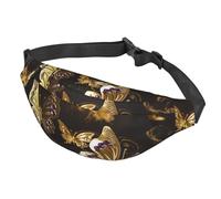 Marsupio per uomo e donna, marsupio regolabile a tracolla con farfalle dorate, nero, taglia unica, Come nella foto, Taglia unica, Zaino da escursionismo