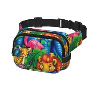 Marsupio per uomo e donna, marsupio sportivo, per viaggi, escursionismo, corsa, animali dei cartoni animati, famiglia nella foresta, Multicolore, Taglia unica, Cintura per soldi