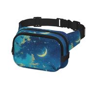 Marsupio per uomo e donna, marsupio sportivo, per viaggi, escursionismo, corsa, luna crescente nel cielo notturno, Multicolore, Taglia unica, Cintura per soldi