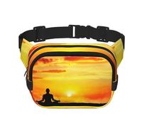 Marsupio per yoga e meditazione, unisex, alla moda, per allenamento, corsa, viaggi, escursionismo, Nero, One Size