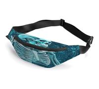 Marsupio personalizzato con tracolla regolabile, a righe, blu, stelle, teschio, stile casual, per viaggi, sport, corsa, escursionismo, Lo scheletro dello spazio colore, 36*15cm, Zaino casual