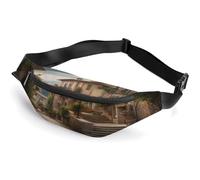 Marsupio personalizzato con tracolla regolabile, motivo geometrico marmorizzato, stile casual, per viaggi, sport, corsa, escursionismo, Italia Toscana, 36*15cm, Zaino casual