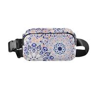 Marsupio piccolo marsupio con cinturino regolabile alla moda borsa a tracolla per passaporto motivo mandala colorato luminoso uomo donna per shopping sport lavoro, Motivo mandala colorato luminoso, 1