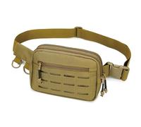 Marsupio piccolo per uomo e donna, stile militare, con sistema MOLLE, resistente all'acqua e cinghia regolabile per corsa, escursionismo, festival, palestra, Marrone, Small, Tattico