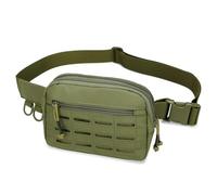 Marsupio piccolo per uomo e donna, stile militare, con sistema MOLLE, resistente all'acqua e cinghia regolabile per corsa, escursionismo, festival, palestra, Verde, Small, Tattico