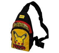 Marsupio Pikachu Pokemon Bambini con Tracolla Regolabile, 2 Tasche Zip, 24,5 x 13 x 8 cm