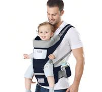 Marsupio porta bebè, marsupio porta bebè da neonato a bambino, marsupio porta anca bebè 6 in 1, zaino porta bebè da trekking, adatto per neonati, lattanti e bambini piccoli (versatile per tutte le sta
