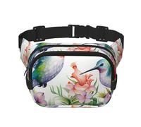 Marsupio primaverile a doppio strato con colibrì e foglie floreali, per uomo e donna, regolabile, per viaggi, escursionismo, corsa, ciclismo, festival