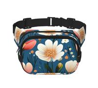 Marsupio primaverile a doppio strato con fiori colorati, per uomini e donne, marsupio regolabile per viaggi, escursionismo, corsa, ciclismo, festival