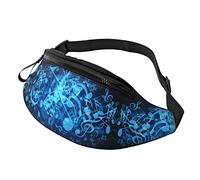 Marsupio primaverile con scritta "Happy Easter Holiday", per uomo e donna, alla moda, regolabile, per viaggi, sport, passeggiate, Note musicali blu., Taglia unica