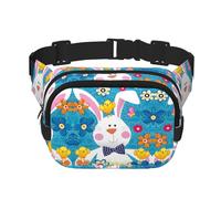 Marsupio primaverile con stampa pasquale con scritta "Happy Easter Holiday", per uomini e donne, impermeabile, con cinghia regolabile, 3 tasche, per viaggi all'aperto