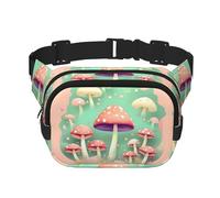 Marsupio quadrato a doppio strato, borsa a tracolla/tracolla regolabile sul petto, per viaggi, allenamento, corsa, stampa con funghi sogni, nero, taglia unica