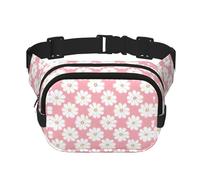 Marsupio quadrato a doppio strato - Borsa a tracolla/tracolla regolabile sul petto, per viaggi, allenamento, corsa, stampa con grafico con crisantemo bianco