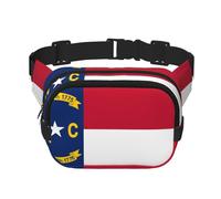 Marsupio quadrato a doppio strato con bandiera del Nord Dakota con cinghia regolabile per attività all'aperto, nero, taglia unica, Nero , Taglia unica