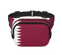 Marsupio quadrato a doppio strato con bandiera del Qatar con cinghia regolabile per attività all'aperto, nero, taglia unica, Nero , Taglia unica