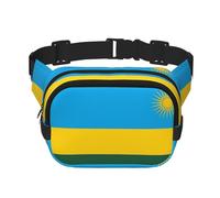 Marsupio quadrato a doppio strato con bandiera del Ruanda con cinghia regolabile per attività all'aperto, nero, taglia unica, Nero , Taglia unica