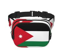 Marsupio quadrato a doppio strato con bandiera della Giordania con cinghia regolabile per attività all'aperto, nero, taglia unica, Nero , Taglia unica