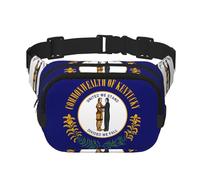 Marsupio quadrato a doppio strato con bandiera dello stato del Kentucky con cinghia regolabile per attività all'aperto, nero, taglia unica, Nero , Taglia unica