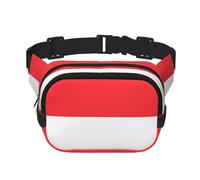 Marsupio quadrato a doppio strato con bandiera indonesiana con cinghia regolabile per attività all'aperto, nero, taglia unica, Nero , Taglia unica