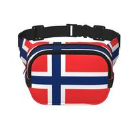 Marsupio quadrato a doppio strato con bandiera norvegese con cinghia regolabile per attività all'aperto, nero, taglia unica, Nero , Taglia unica