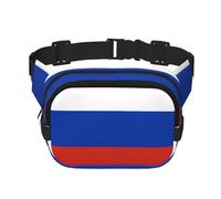 Marsupio quadrato a doppio strato con bandiera russa con cinghia regolabile per attività all'aperto, nero, taglia unica, Nero , Taglia unica