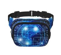 Marsupio quadrato a doppio strato con intelligenza artificiale, unisex, con cinghia regolabile, per corsa, viaggi, colore nero, taglia unica